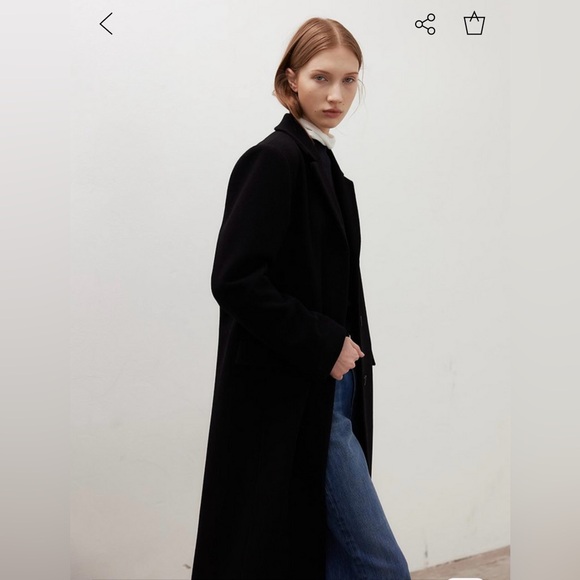 Havec Wool and Cashmere Tailored Long Coat in Black - Picture 2 of 9